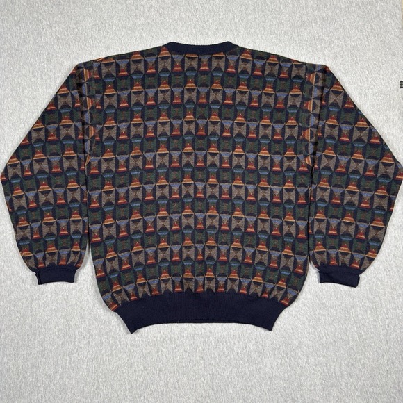 VTG Tricots St Raphael Sweater Mens Large Wool Abstract Geometric Knit Uruguay - Picture 3 of 10